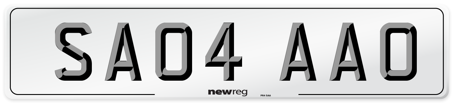 SA04 AAO Number Plate from New Reg